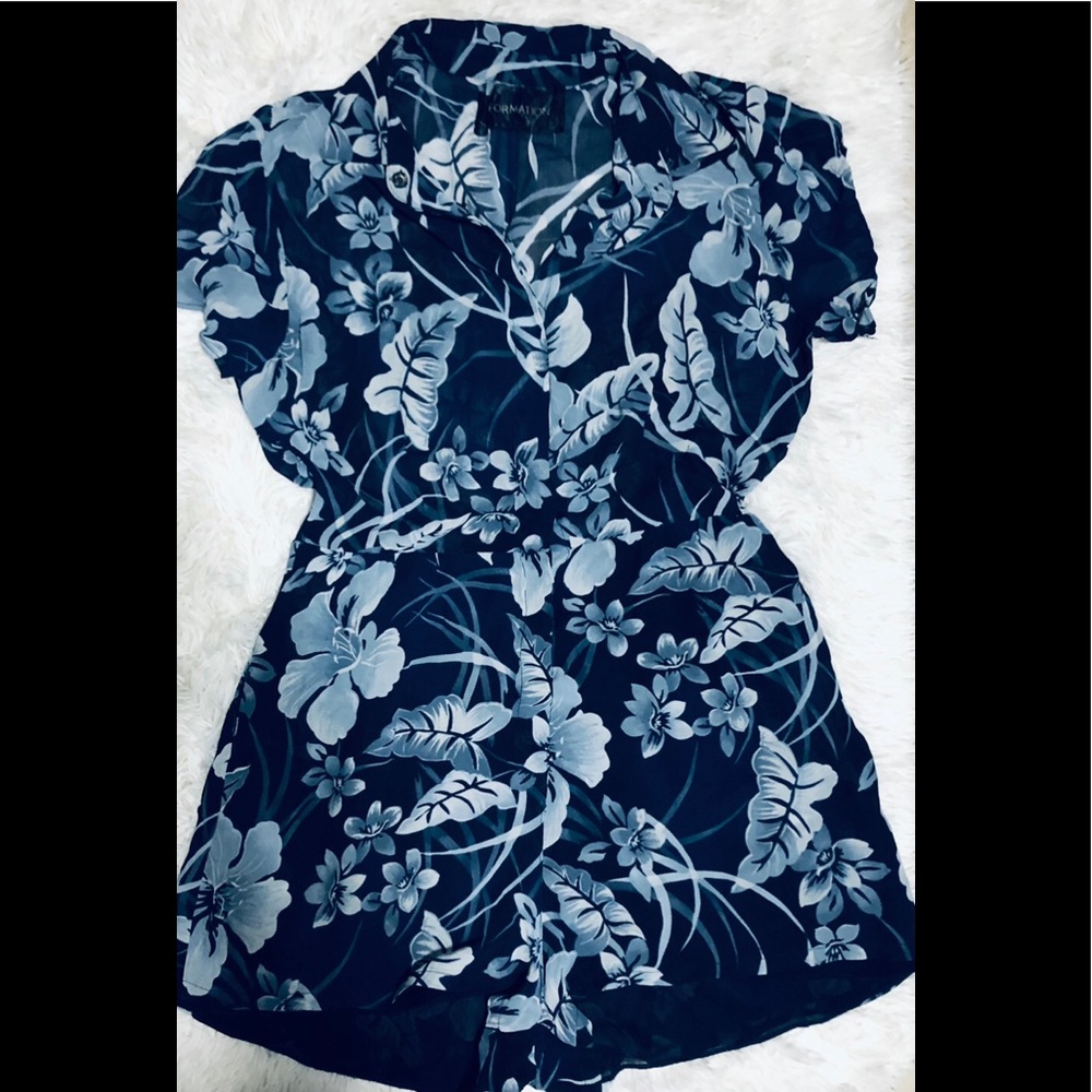 Reformation Blue & White Floral Romper SZ 4/6 EUC